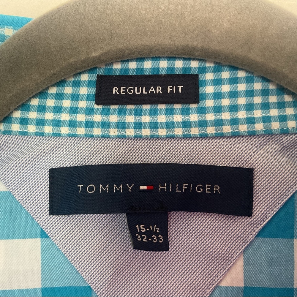 Tommy Hilfiger Blue and White Gingham Dress Shirt - Picture 2 of 9